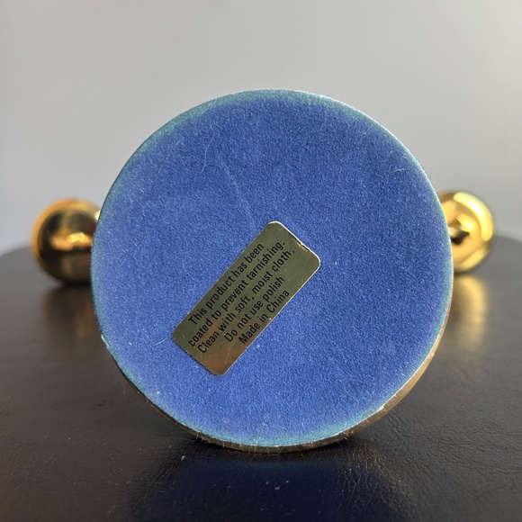 Vintage Brass 3 Arm 9” Candelabra with Brass & Wood Candle Snuffer - Picture 12 of 17